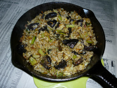 イシスキで生椎茸と小松菜のパラパラ炒飯の写真