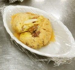 ポリ袋で作るヤキトリ缶詰と白菜の卵とじの画像