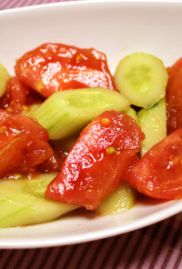 低カロリー☆きゅうりとトマトの黒酢サラダ