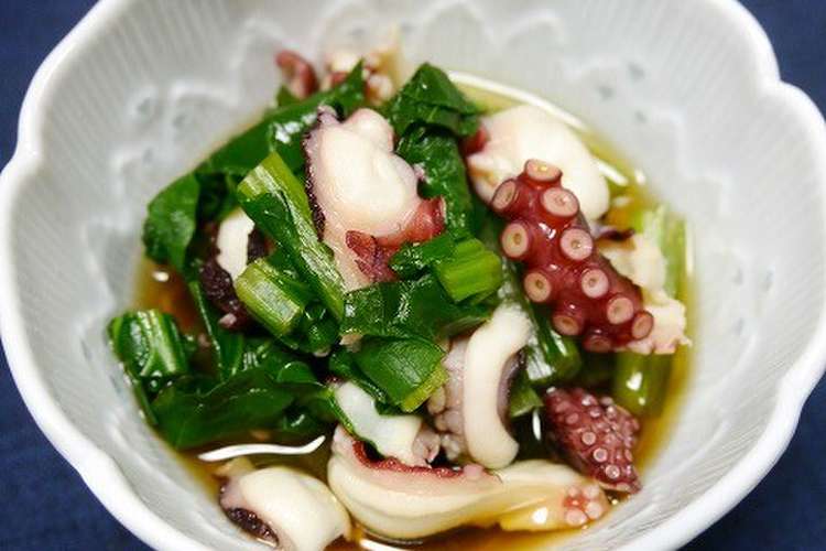 レンジで簡単 小松菜とタコの煮びたし レシピ 作り方 By だんどり亭 クックパッド 簡単おいしいみんなのレシピが352万品