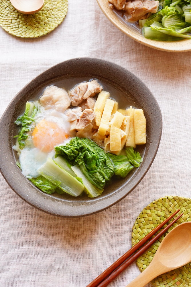 10分和食！べか菜と鶏肉の煮ものの画像