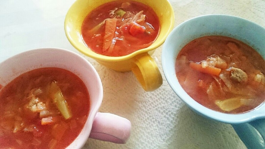 野菜いっぱい♪トマトスープの画像