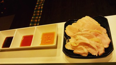 おつまみに～ノンオイル鶏ムネ肉のタタキ風の写真