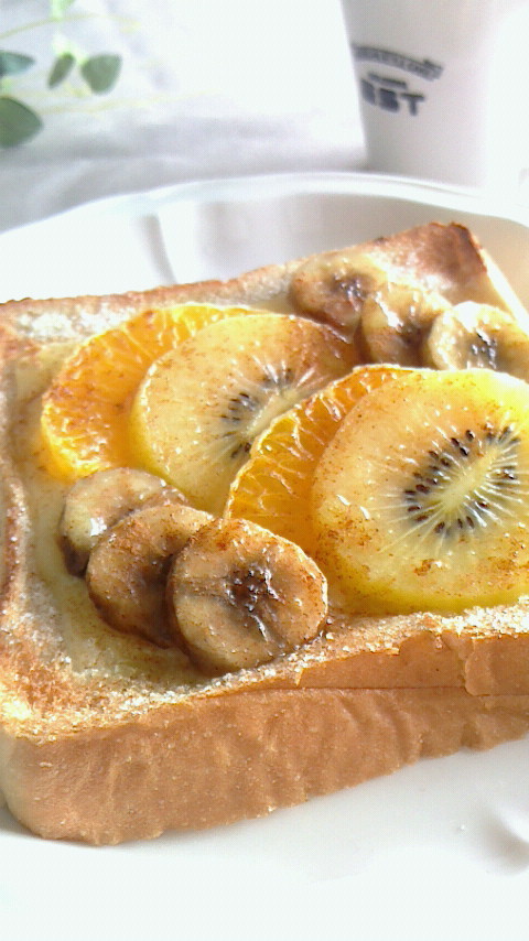 簡単朝食に☆フルーツチーズトーストの画像
