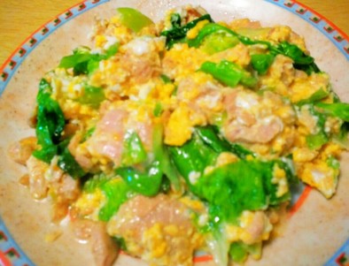 レタス・ツナ・卵の炒め物の写真