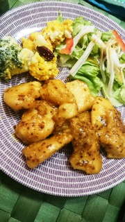 むね肉で♪簡単ハニーマスタードチキンの写真