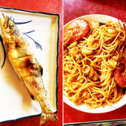 【テキトー】ペスカトーレ風&鮎の塩焼きの写真