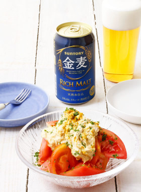 トマトのサラダ ツナカレーマヨのせ