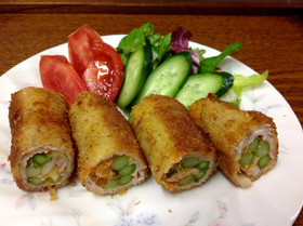サクッうま!キムチとアスパラの肉巻き