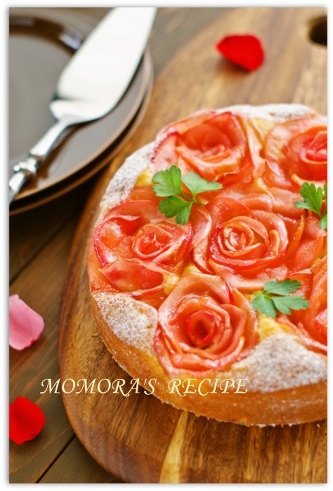 簡単HM記念日や母の日♡林檎の薔薇ケーキ