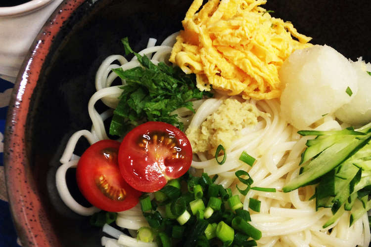 我が家の 薬味たくさん 冷やしうどん レシピ 作り方 By うさぎさんママ クックパッド