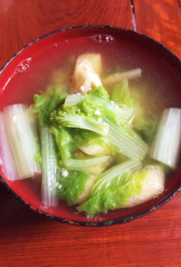 山東菜と薄揚げの味噌汁