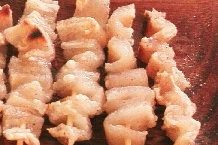 もっちもちコラーゲン 豚皮の串焼き レシピ 作り方 By かちょーレシピ クックパッド