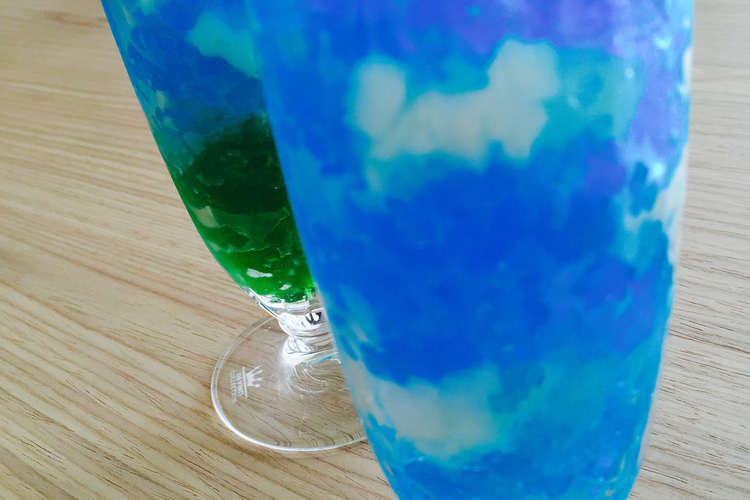 簡単可愛い かき氷シロップで青空ゼリー レシピ 作り方 By Mpottery クックパッド 簡単おいしいみんなのレシピが357万品