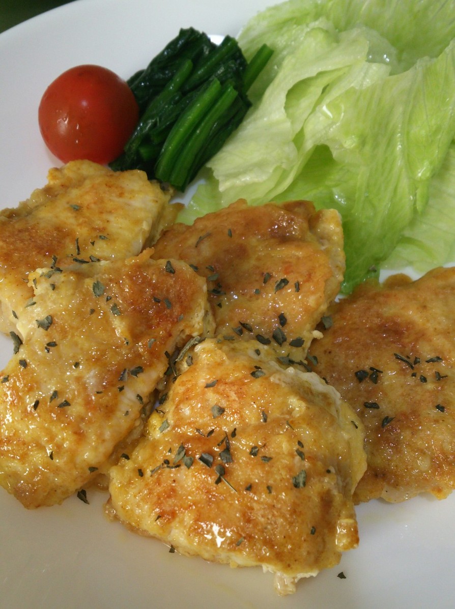 鶏胸肉で簡単バジル＆カレー風味のピカタ☆の画像