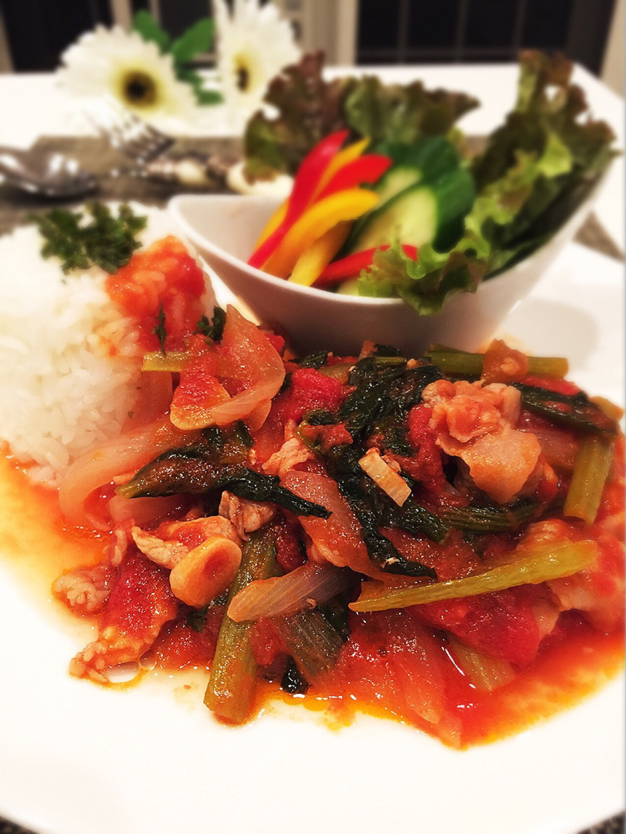10min＊ 豚肉と小松菜のトマト煮の画像