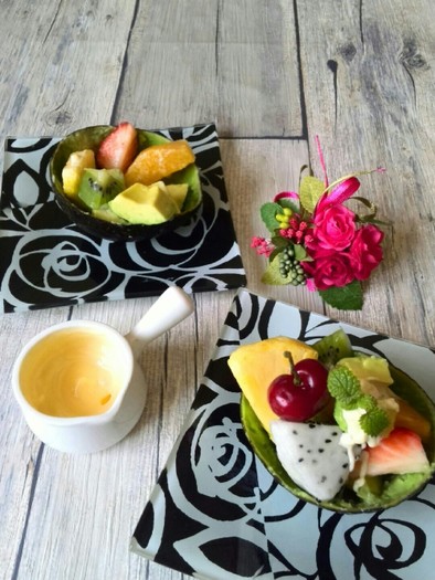 簡単！アボカドとフルーツのカップサラダの写真