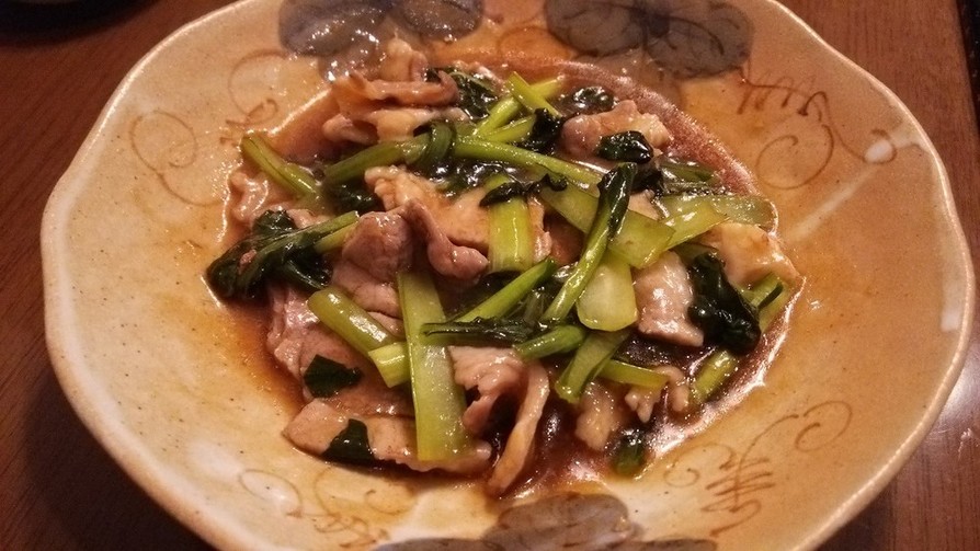 小松菜と豚ばら肉の中華炒めの画像