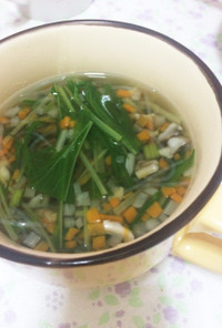 野菜とキノコの春雨スープ