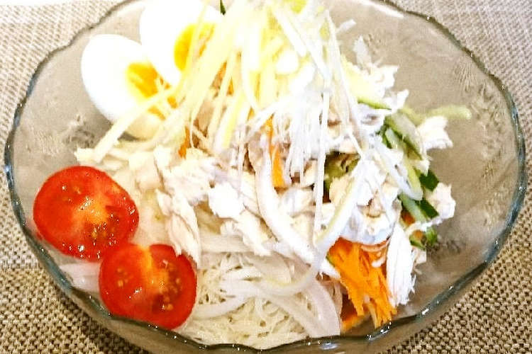 ビーフンでささみ 野菜たっぷり冷やし中華 レシピ 作り方 By ぽんこ クックパッド 簡単おいしいみんなのレシピが354万品