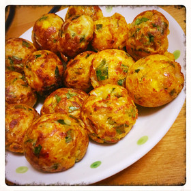 たこ焼き器で簡単に☆ライスボールチヂミ