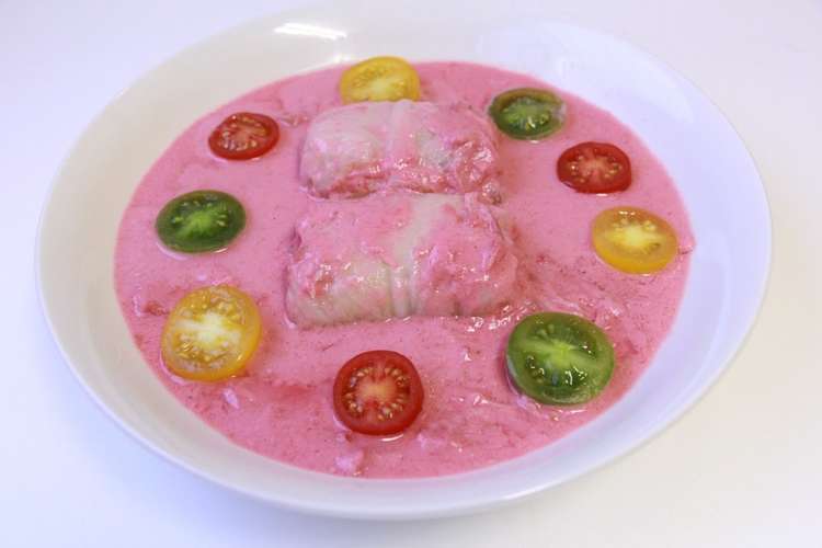 舞踏会ドレスロールキャベツピンクカレー風 レシピ 作り方 By Princesspc クックパッド
