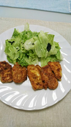 サラダチキンのカレー風味ピカタ(^-^)