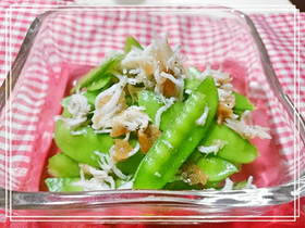 お弁当お野菜おかず:絹さやの梅しらす和え
