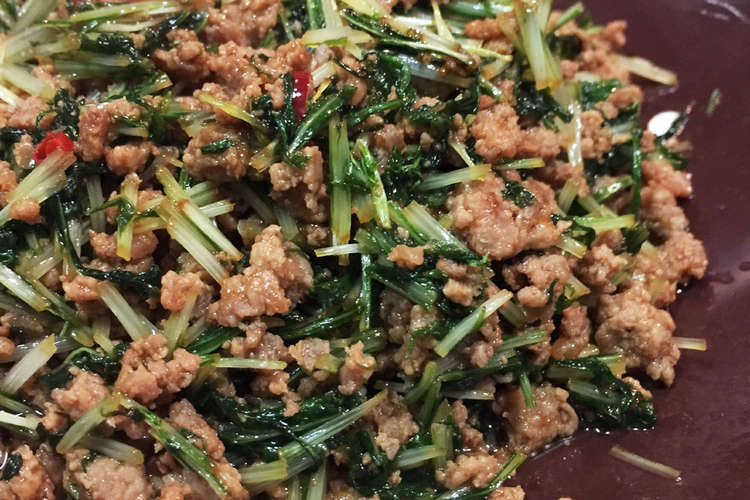 水菜と挽肉のピリ辛オイスターソース炒め レシピ 作り方 By 上海亭 クックパッド