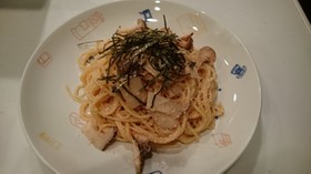 キノコたっぷりの和風たらこスパ!
