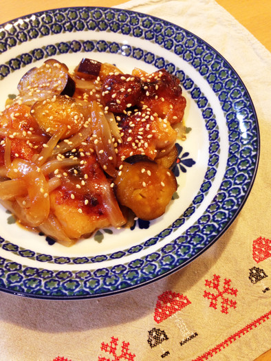 ご飯がススム♡鶏肉とナスのケチャ甘酢炒めの写真