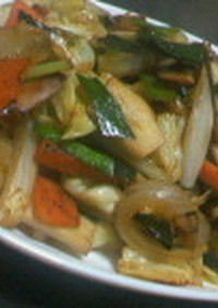 野菜炒め（ごま油と醤油で）