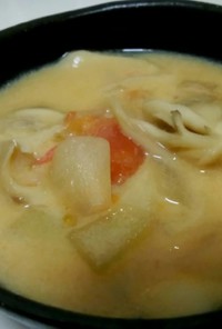 栄養満点☆トマトと舞茸の豆乳味噌スープ