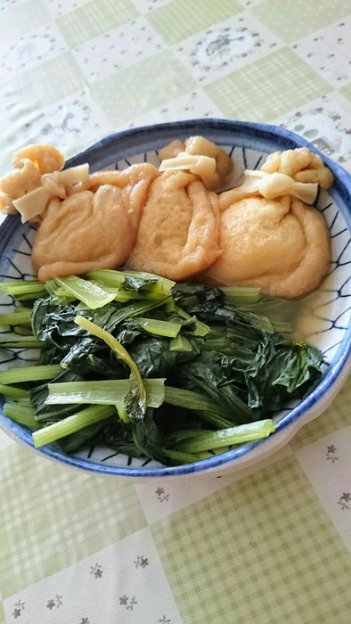 簡単☆巾着もちと小松菜の煮物の写真