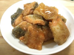 カンタン酢で作る、銀鮭の南蛮漬