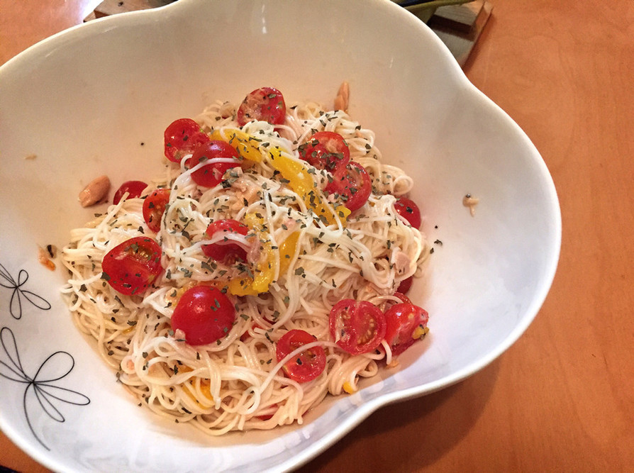 そーめんで！トマトとツナのカッペリーニ風の画像