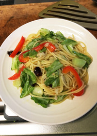 【テキトー】簡単☆彩野菜のペペロンチーノ