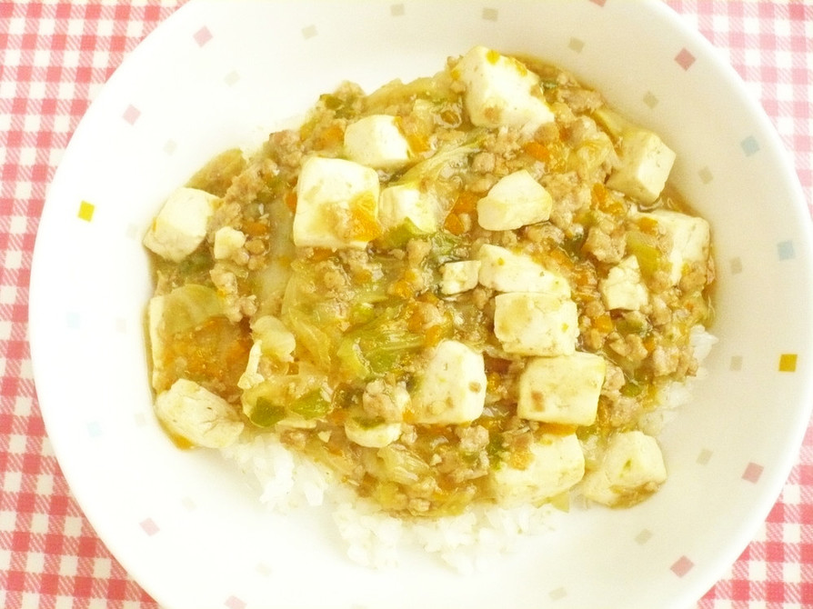 カラフル豆腐丼・保育園給食の画像
