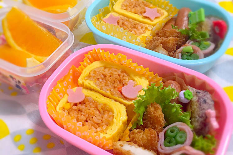 幼稚園 お弁当 ロールオムライス レシピ 作り方 By ｊｕｎ ｊｕｎ クックパッド