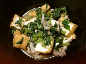 豚肉と大根菜と厚揚げの味噌炒め煮