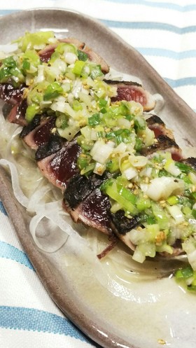 鰹のたたき☆ねぎ塩だれレモン果汁入り