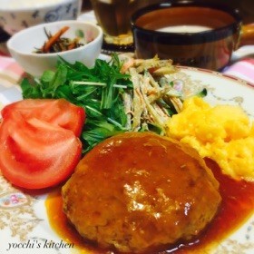 大豆&麩♡簡単ヘルシー煮込みハンバーグ