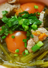 豚ヒレ肉と小松菜トマトの西京味噌の煮込み