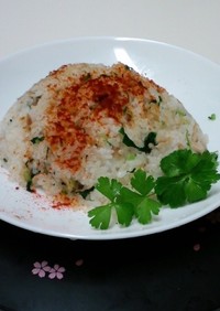 再生野菜【大根菜】のツナ炒飯