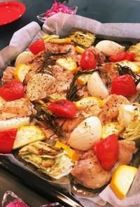 鶏肉と好きな野菜でオーブン焼き