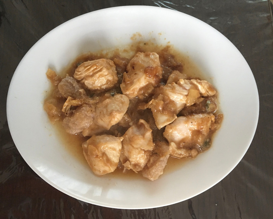 鶏胸肉の氷酢玉ねぎ炒め（+わさび漬け）の画像