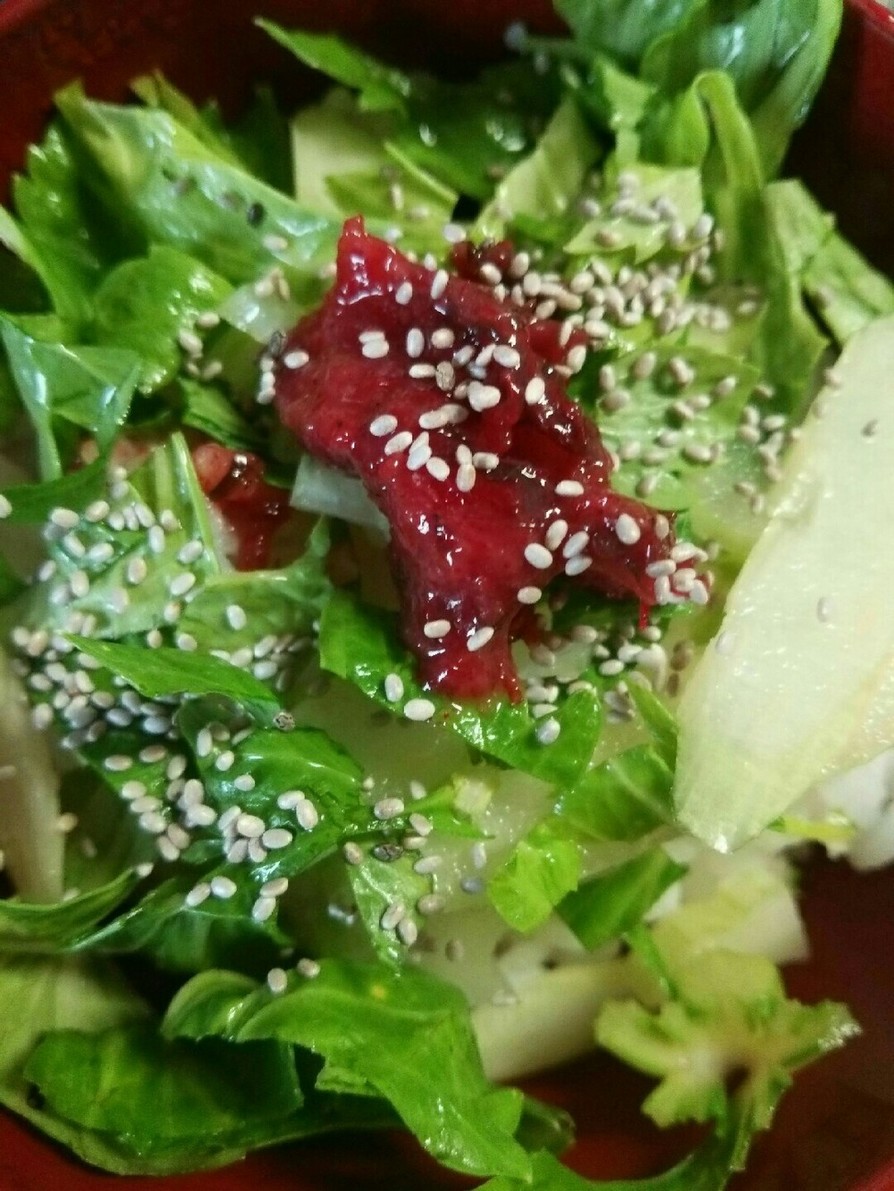 セロリと梅肉の冷ご飯サラダの画像