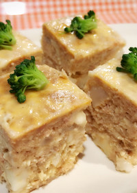 お弁当に♫レンジでツナ豆腐チーズの卵焼き