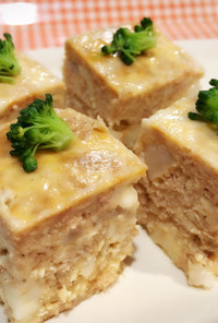 お弁当に♫レンジでツナ豆腐チーズの卵焼き