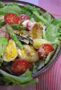 鶏胸肉と焼き野菜カレー風味サラダ